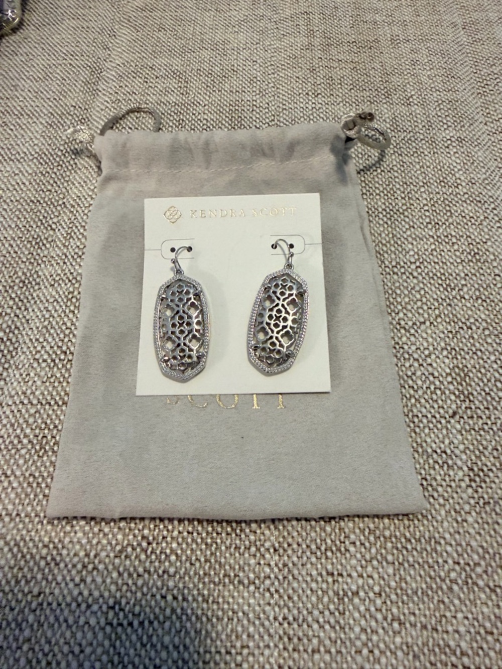 Kendra Scott Silver Filigree Elle Dangle Earrings